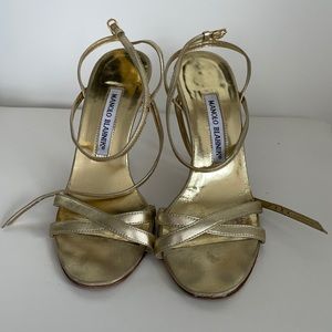 Manolo Blahnik Gold Strappy Heels (7)